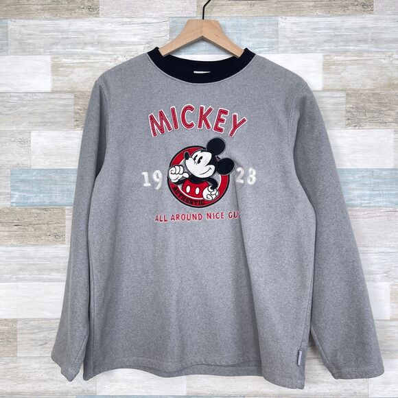 Disney Store Exclusive Mickey Mouse Fleece Sweatshirt Gray VTG 90s Mens Small - Picture 1 of 6